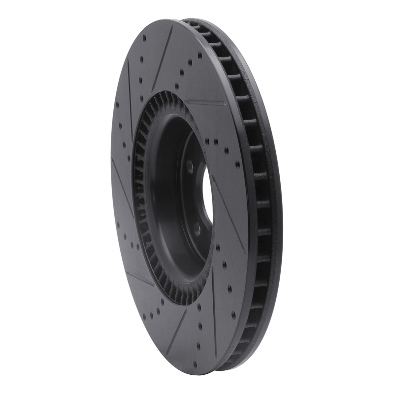 Audi A8 Brake Rotor (1) - Front Right - R1 Concepts - Drilled & Slotted - Black - `12-`18
